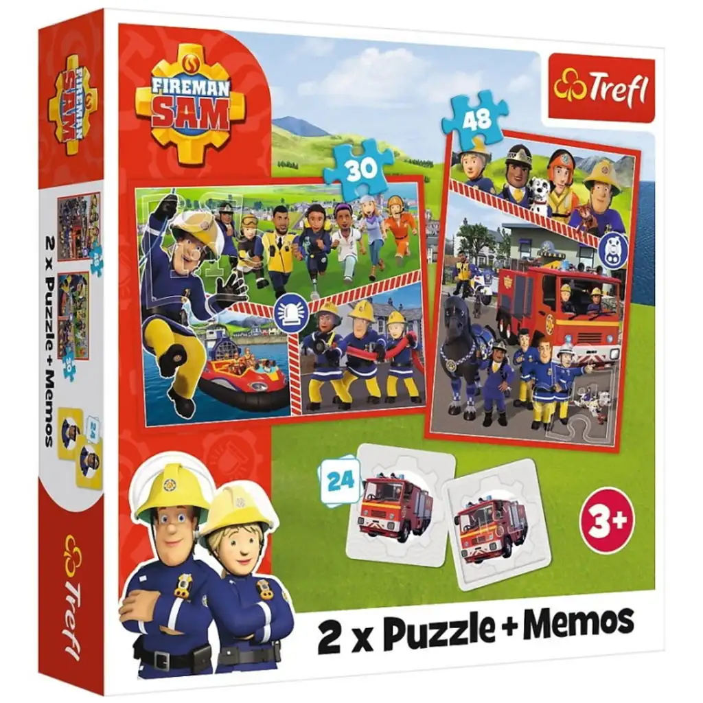 Sam a tűzoltó puzzle és memóriakártya 2 az 1-ben szett - Trefl kép 1