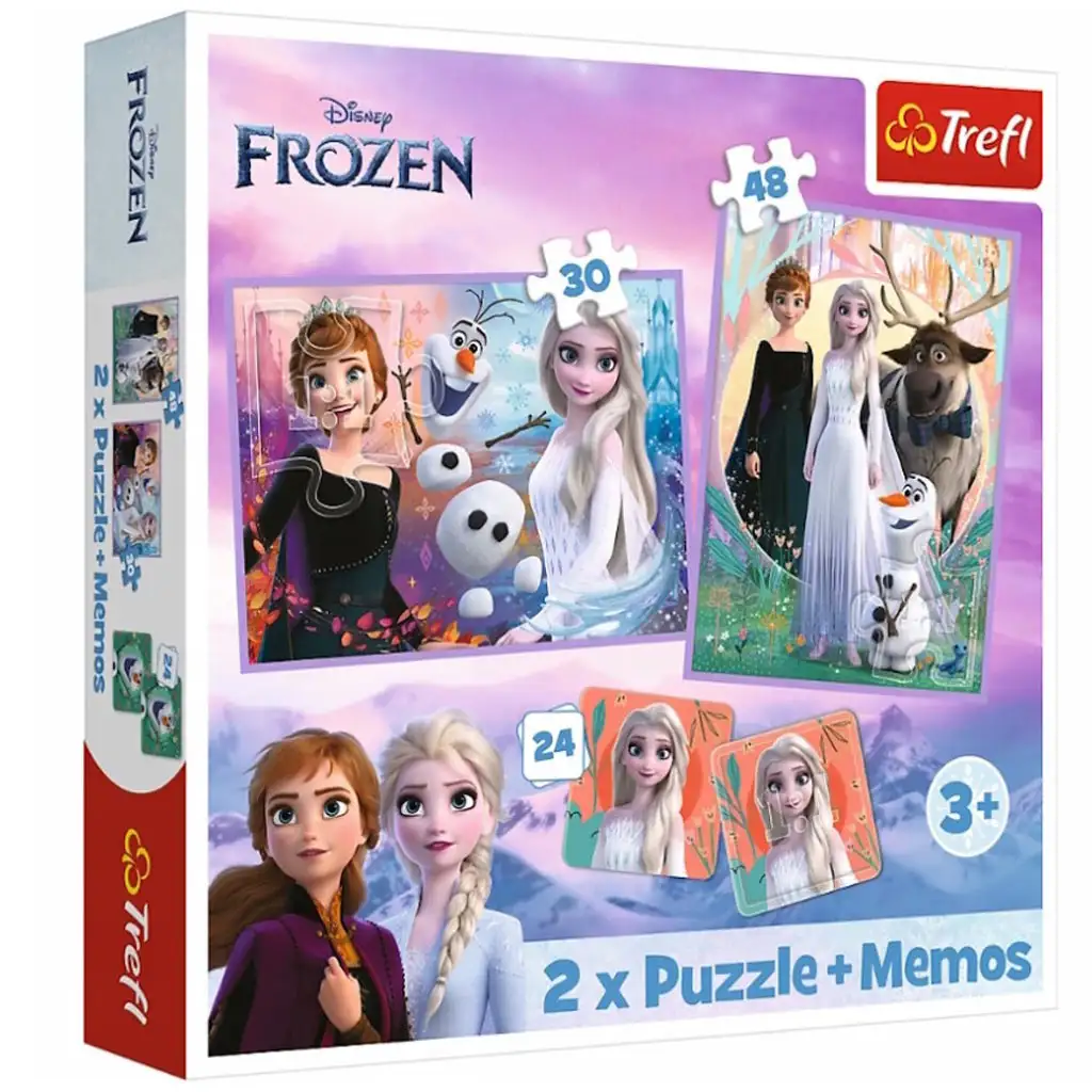 Disney: Jégvarázs 2.- Hercegnők a földjükön puzzle és memóriakártya 2 az 1-ben szett - Trefl kép 1