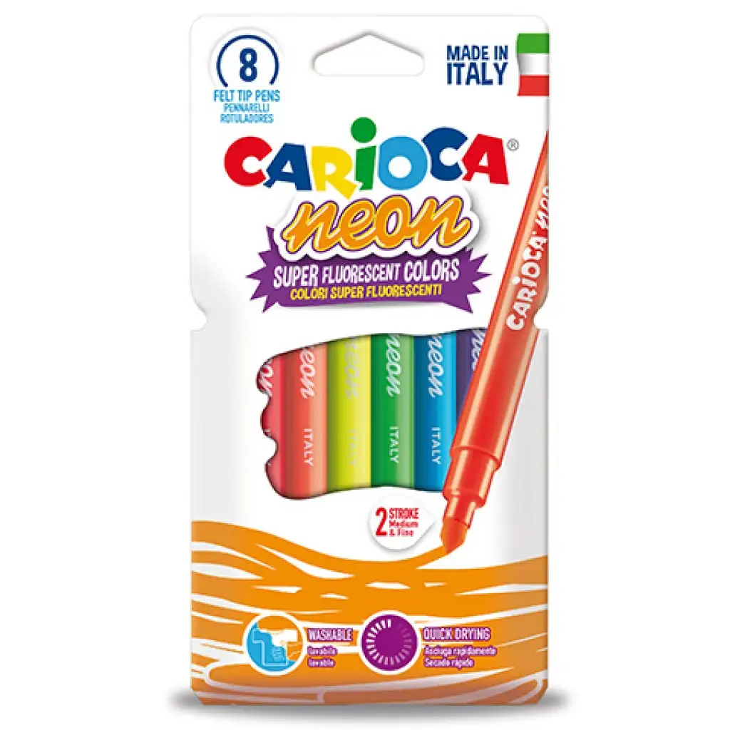 Fluoreszkáló neon színű filctoll 8 db-os készlet - Carioca kép 1