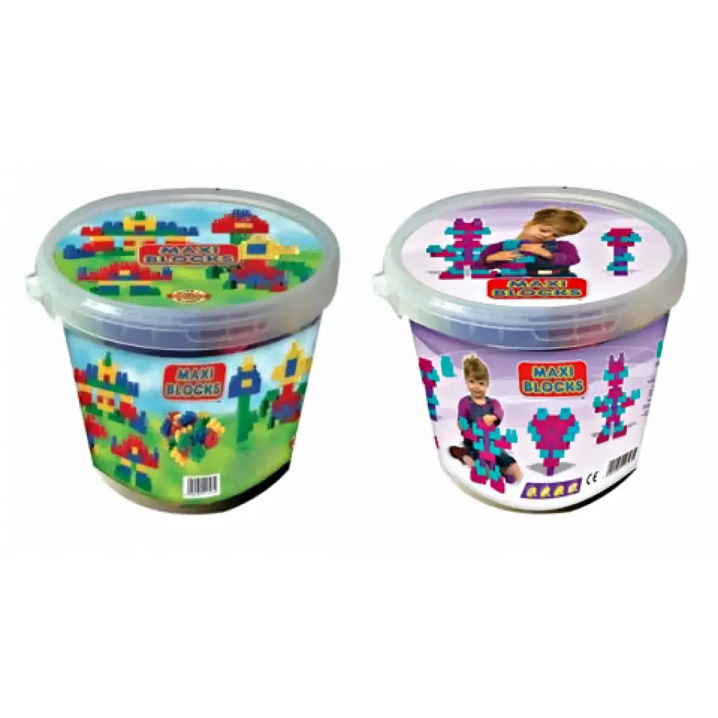 Maxi Blocks vödrös 32 db-os építőkockák - D-Toys kép 1