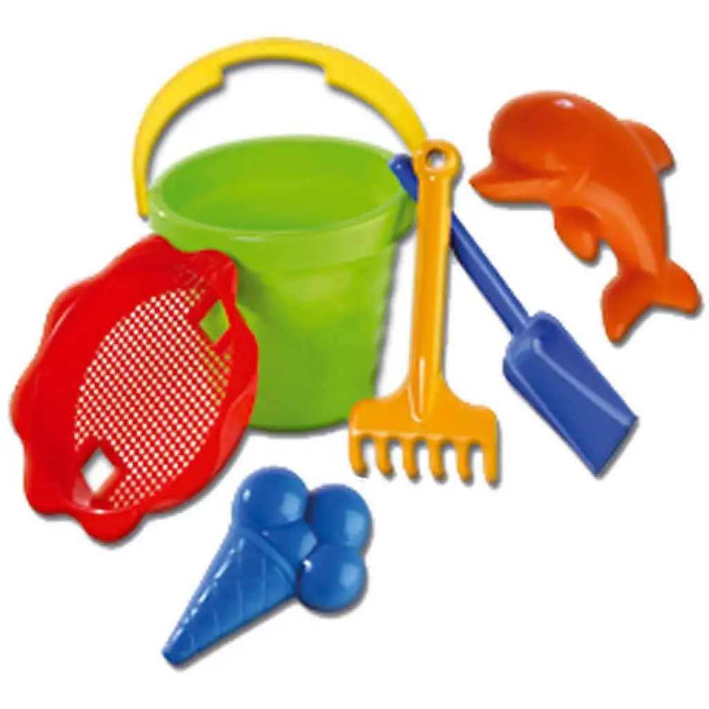 Nagy homokozó szett hullámos vödörrel 6 részes - D-Toys kép 1