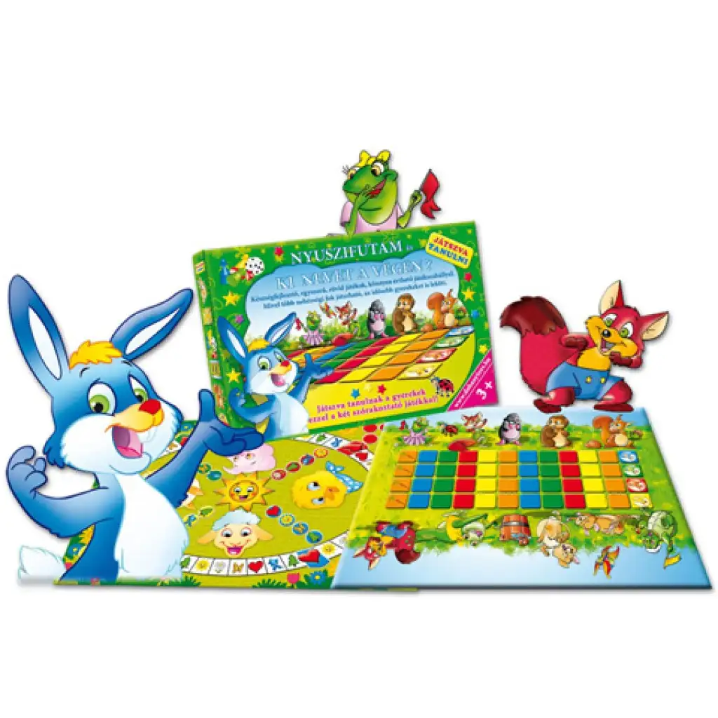 Nyuszifutam és "Ki nevet a végén" készségfejlesztő társasjáték - D-Toys kép 1