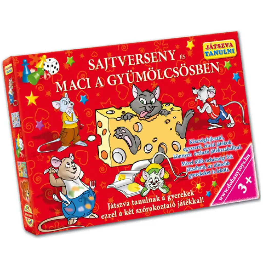 Sajtverseny és Maci a gyümölcsösben készségfejlesztő társasjáték - D-Toys kép 1