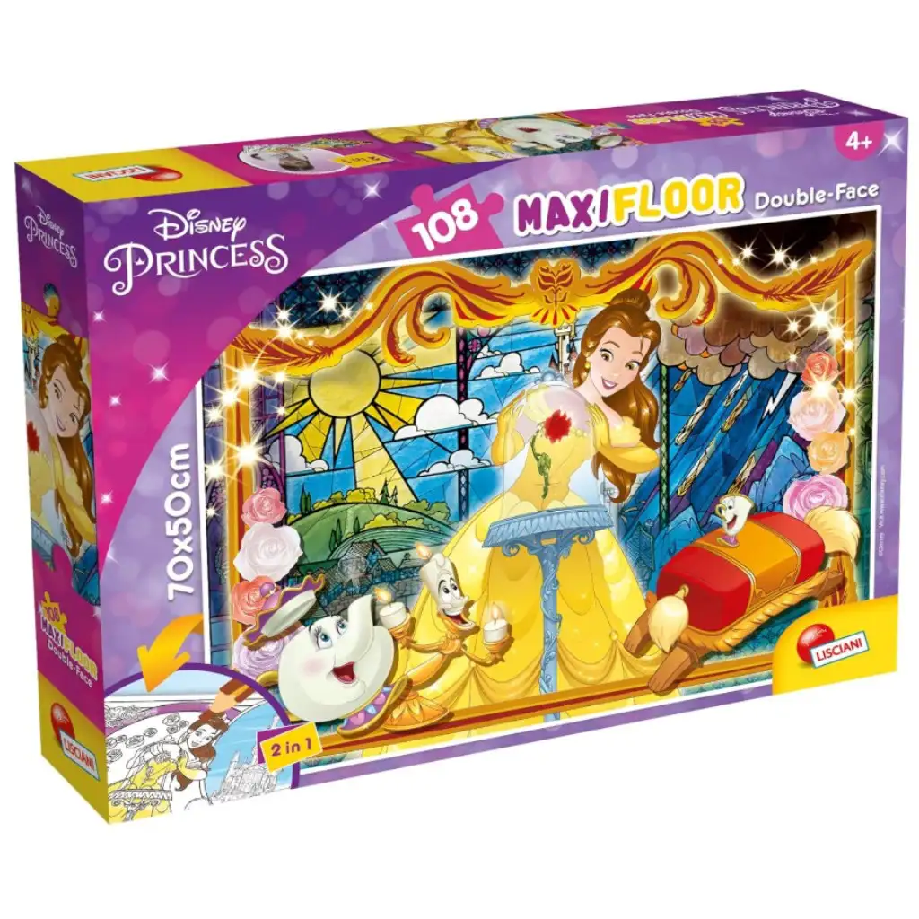 A szépség és a szörnyeteg Belle 2 az 1-ben 108db-os puzzle és színező 70x50cm - Lisciani kép 1
