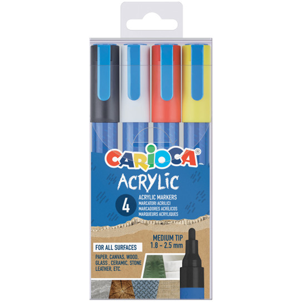 Acrilyc Akril gömbhegyű marker 4db-os szett - Carioca kép 1