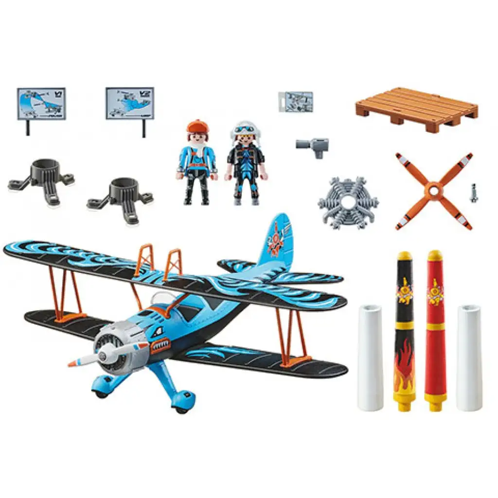 Playmobil: Air Stuntshow - "Főnix" kétfedelű repülő hanggal (70831) kép 2