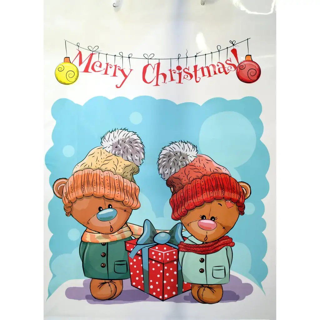 Ajándéktáska Karácsonyi macikkal és Merry Christmas felirattal 32,5x45,5x10cm kép 1