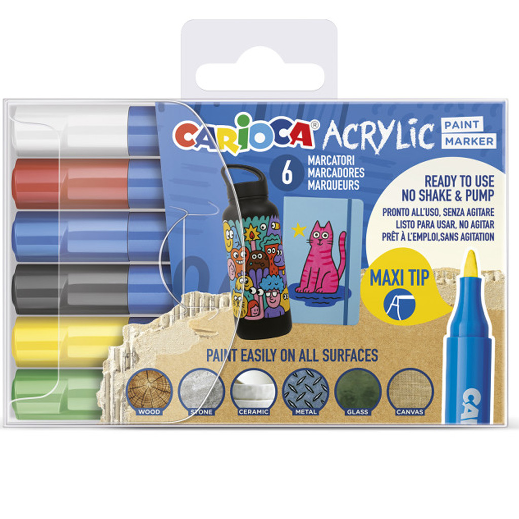 Acrilyc Akril Maxi marker 6db-os szett - Carioca kép 1