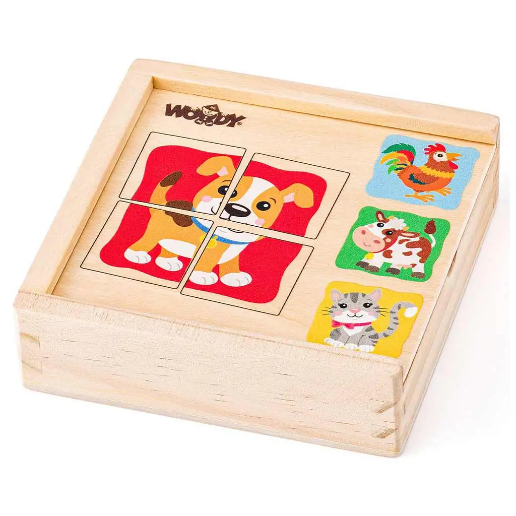 Állatos mini fa puzzle dobozban - Woodyland kép 1