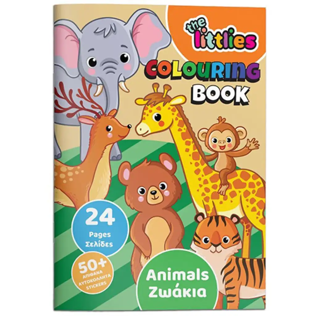 The Littlies: Állatos színező 24 oladalas 50 matricával A4 kép 1