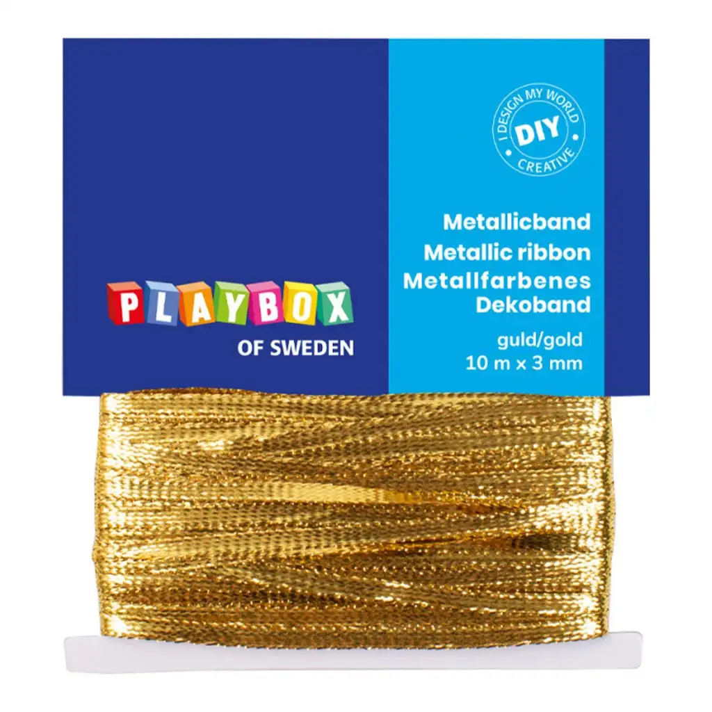 PlayBox: Arany színű, fémes díszszalag 10m x 3mm kép 1