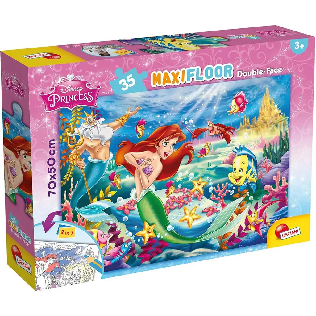 Disney Ariel 2 az 1-ben 35db-os maxi puzzle és színező 70x50cm - Lisciani kép 1