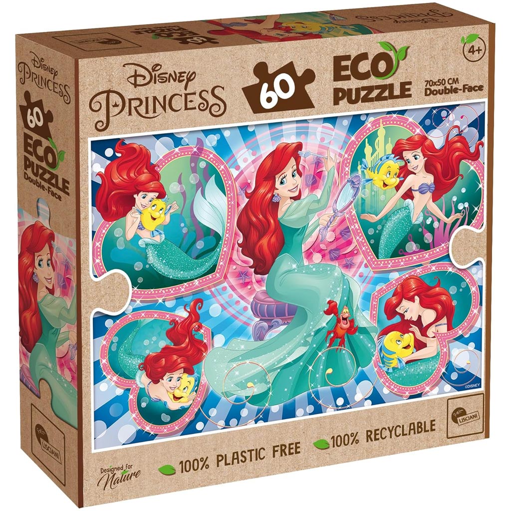 Ariel a kis hableány 2 az 1-ben 60db-os Eco puzzle és színező 70x50cm - Lisciani kép 1