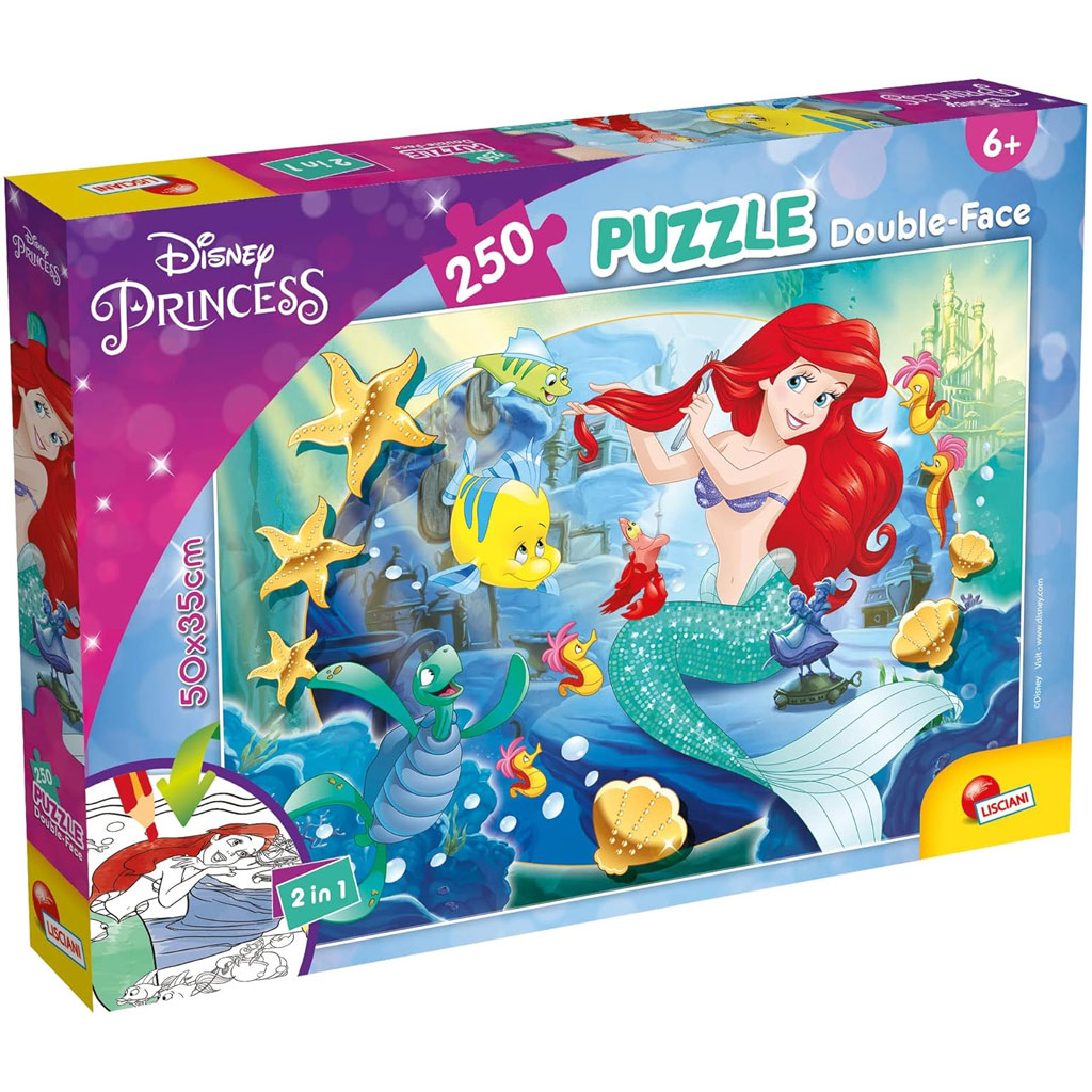 Ariel a kis hableány 2 az 1-ben 250db-os puzzle és színező 50x35cm - Lisciani kép 1