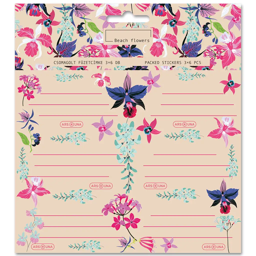 Ars Una: Beach Flowers csomagolt füzetcímke 3x6 db-os kép 1