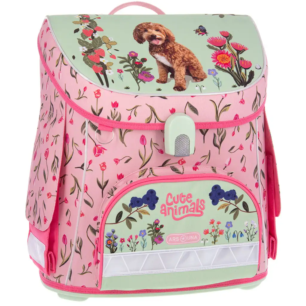 Ars Una: Cute Animals Doggie kompakt ergonomikus mágneszáras iskolatáska, hátizsák 33x41x24cm kép 1