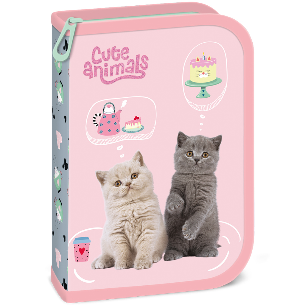 Ars Una: Cute animals tea party cicás kihajtható töltött tolltartó 12,8x19,3x3,6 cm kép 1