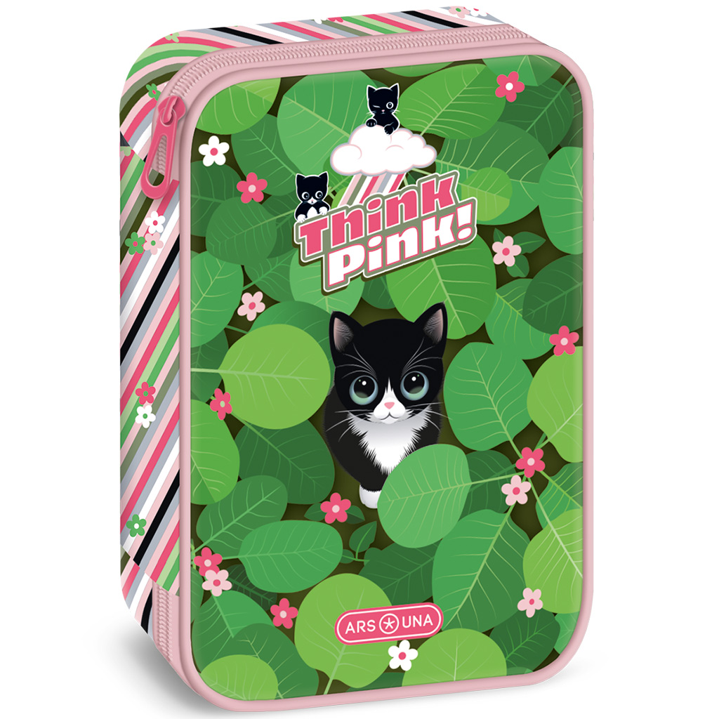 Ars Una: Think Pink cicás többszintes tolltartó 15,5×22,5×4,5cm kép 1