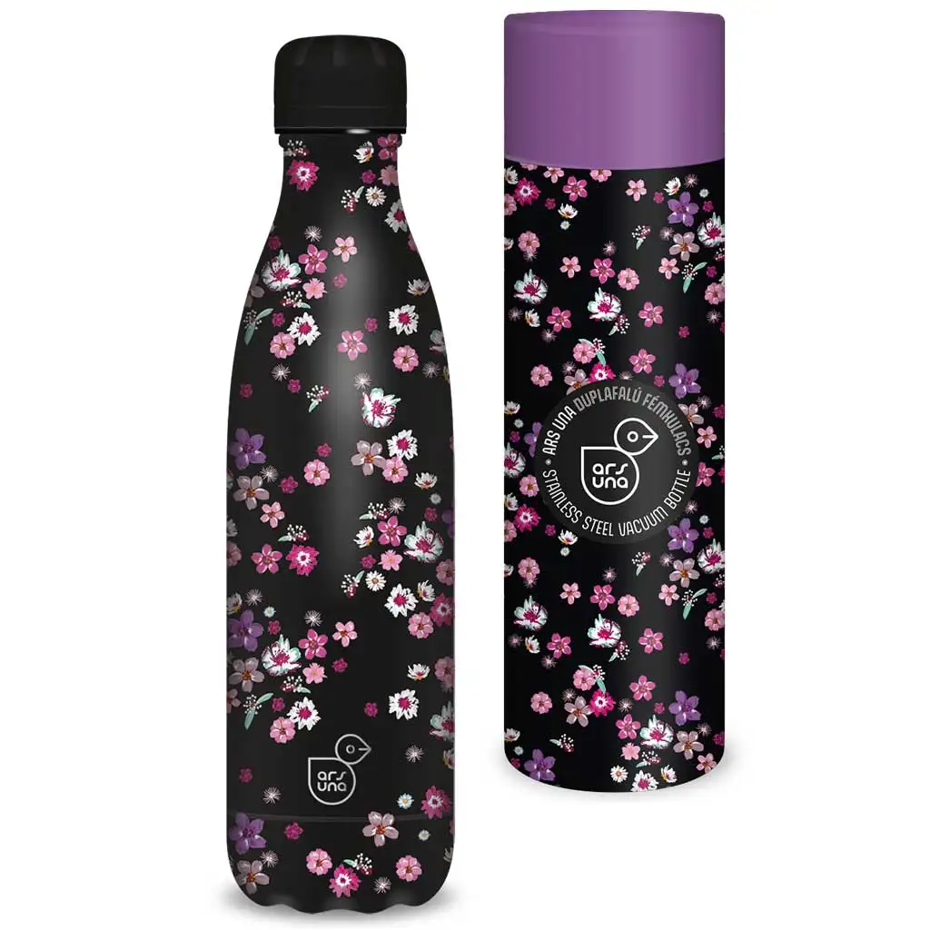Ars Una: Pearl Blossom Black duplafalú fém kulacs díszdobozban 500ml kép 1
