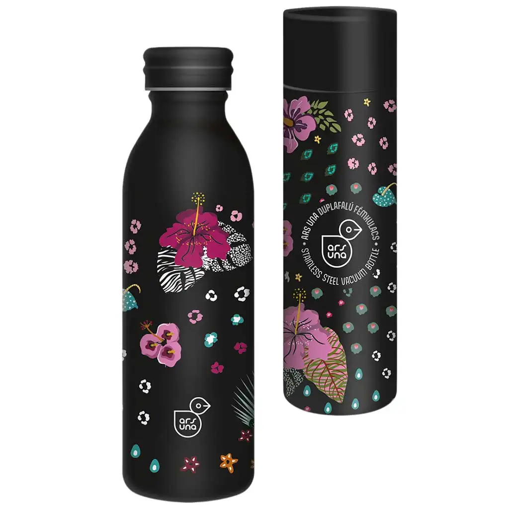 Ars Una: Black Hibiscus duplafalú fém kulacs díszdobozban 600ml kép 1