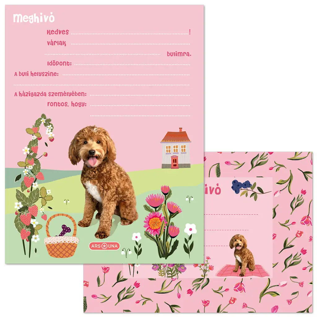 Ars Una: Cute Animals doggie kutyás partimeghívó borítékkal 10-db kép 1