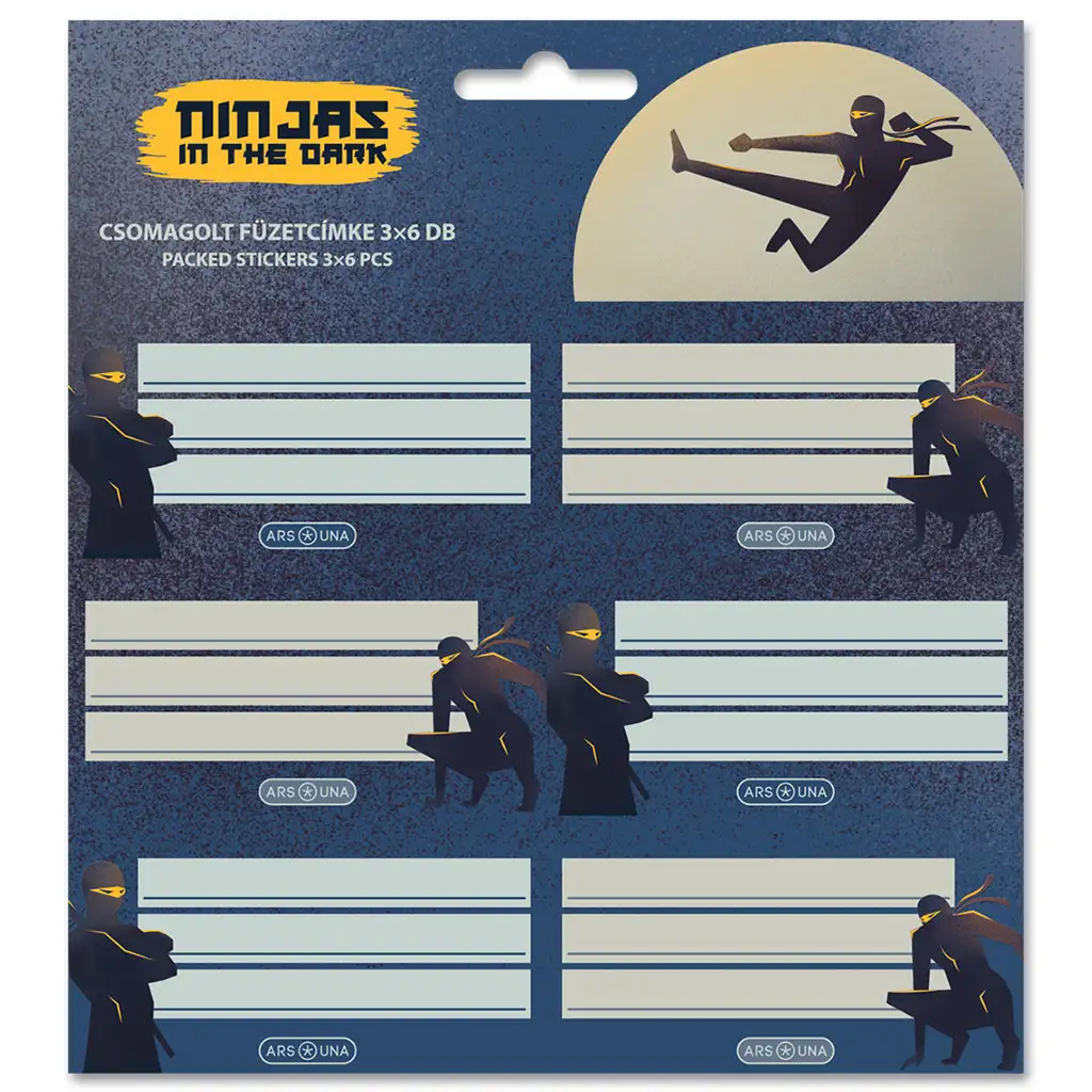 Ars Una: Ninjas in the dark csomagolt füzetcímke 3x6 db-os kép 1
