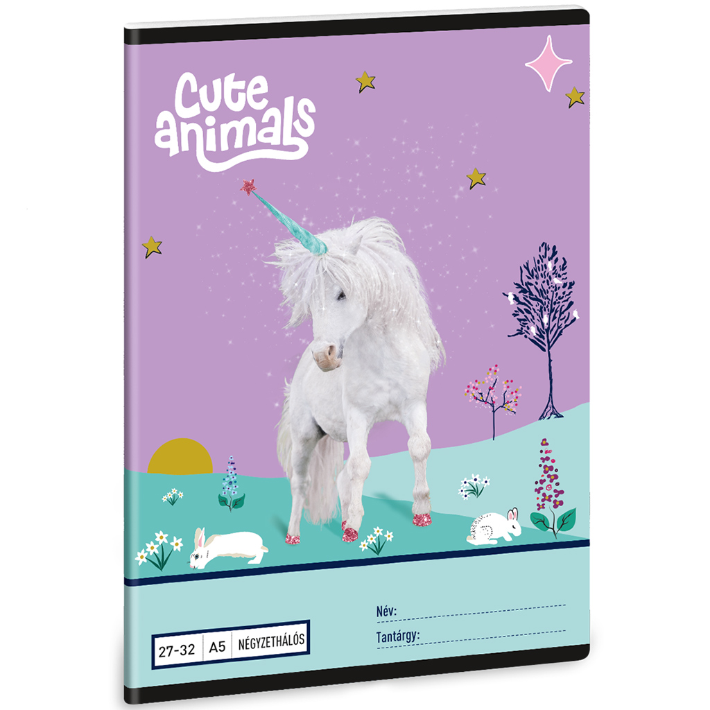Ars Una: Cute Animals unikornis mintás kockás füzet A/5 27-32 kép 1