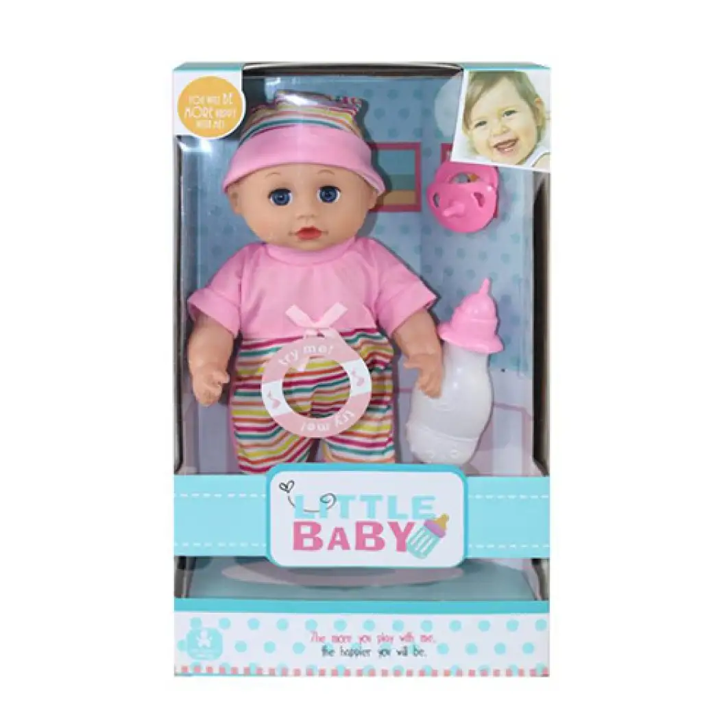 Baba rózsaszín pólóban kiegészítőkkel 30cm-s kép 1