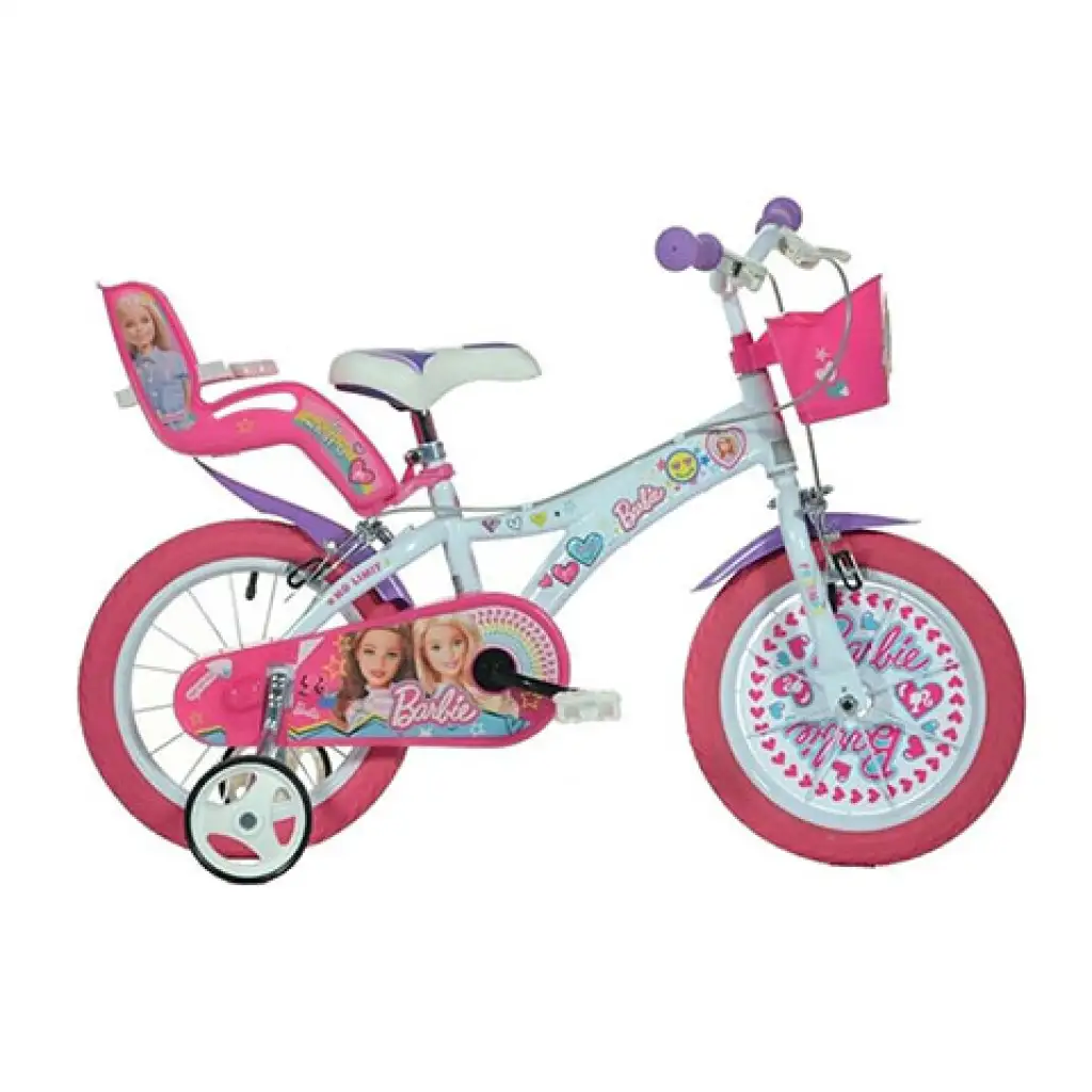 Barbie rózsaszín-fehér gyerek bicikli 14-es méretben - Dino Bikes kerékpár kép 1