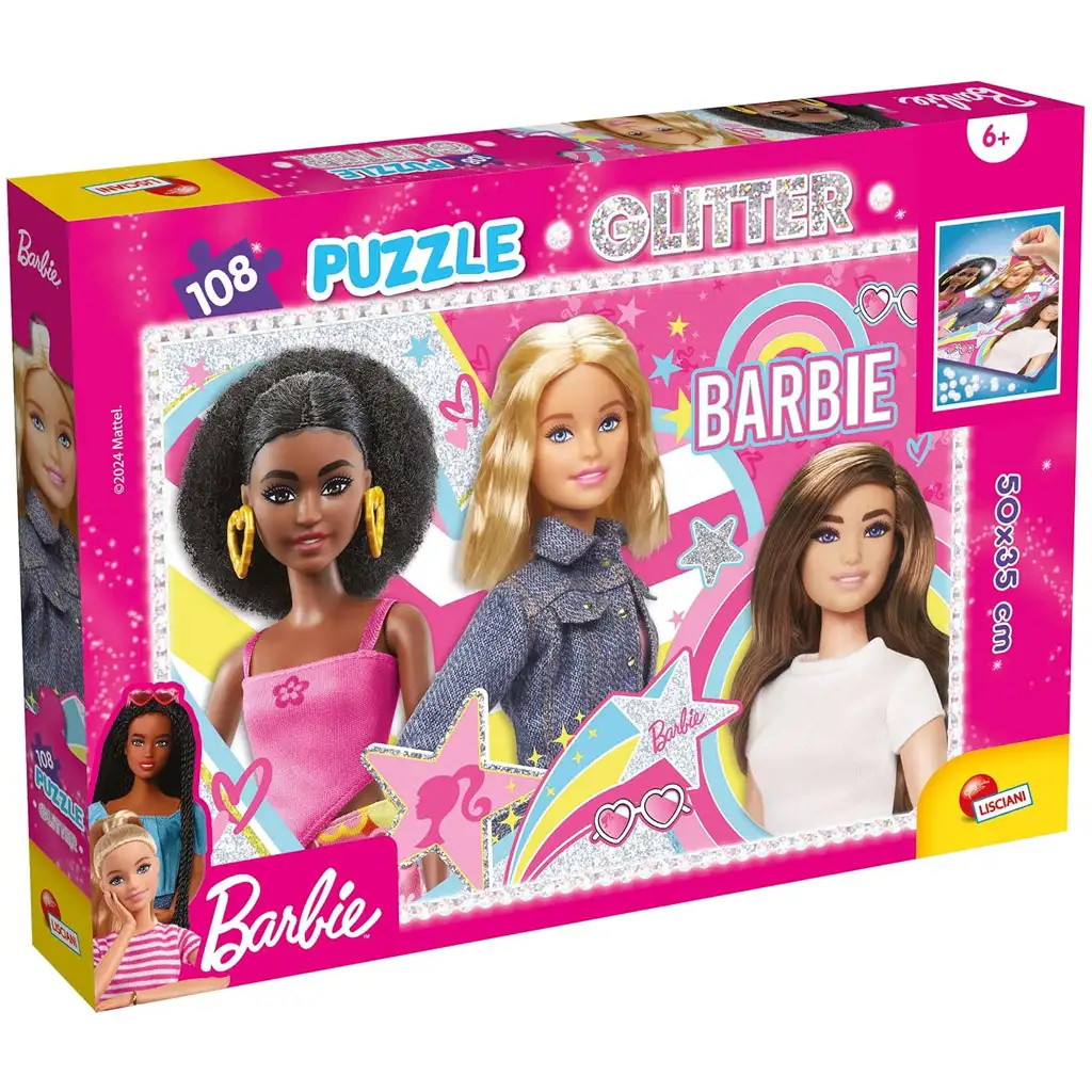 Barbie legjobb barátnők 108db-os glitter puzzle 50x35cm - Lisciani kép 1