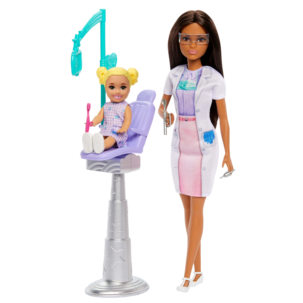 Barbie barna hajú fogorvos karrierbaba játékszett - Mattel kép 3
