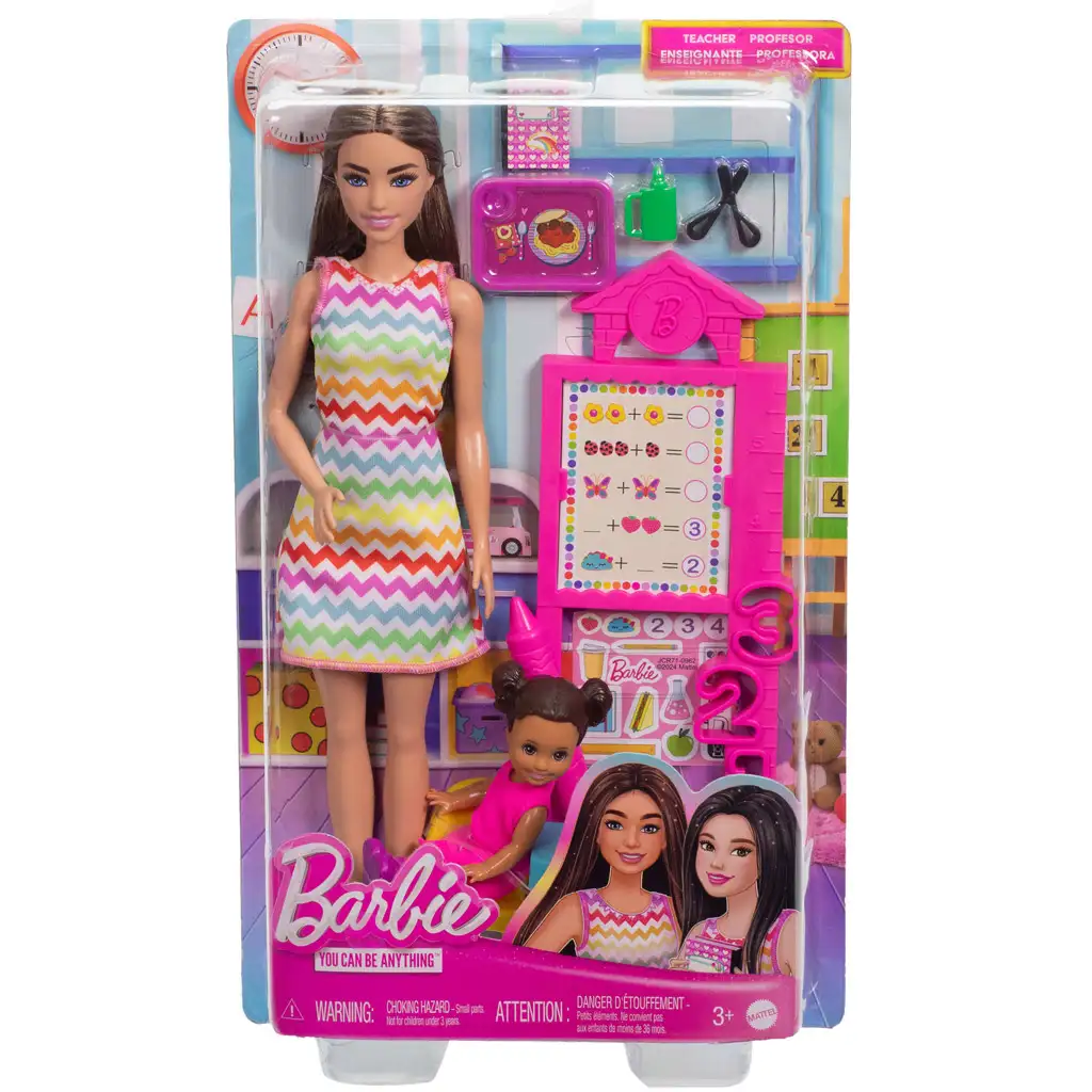 Barbie barna hajú tanárnő karrierbaba játékszett kiegészítőkkel- Mattel kép 1