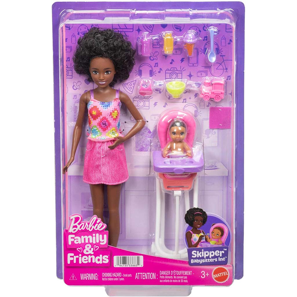 Barbie baba rózsaszín ruhában bébiszitter játékszett - Mattel kép 1
