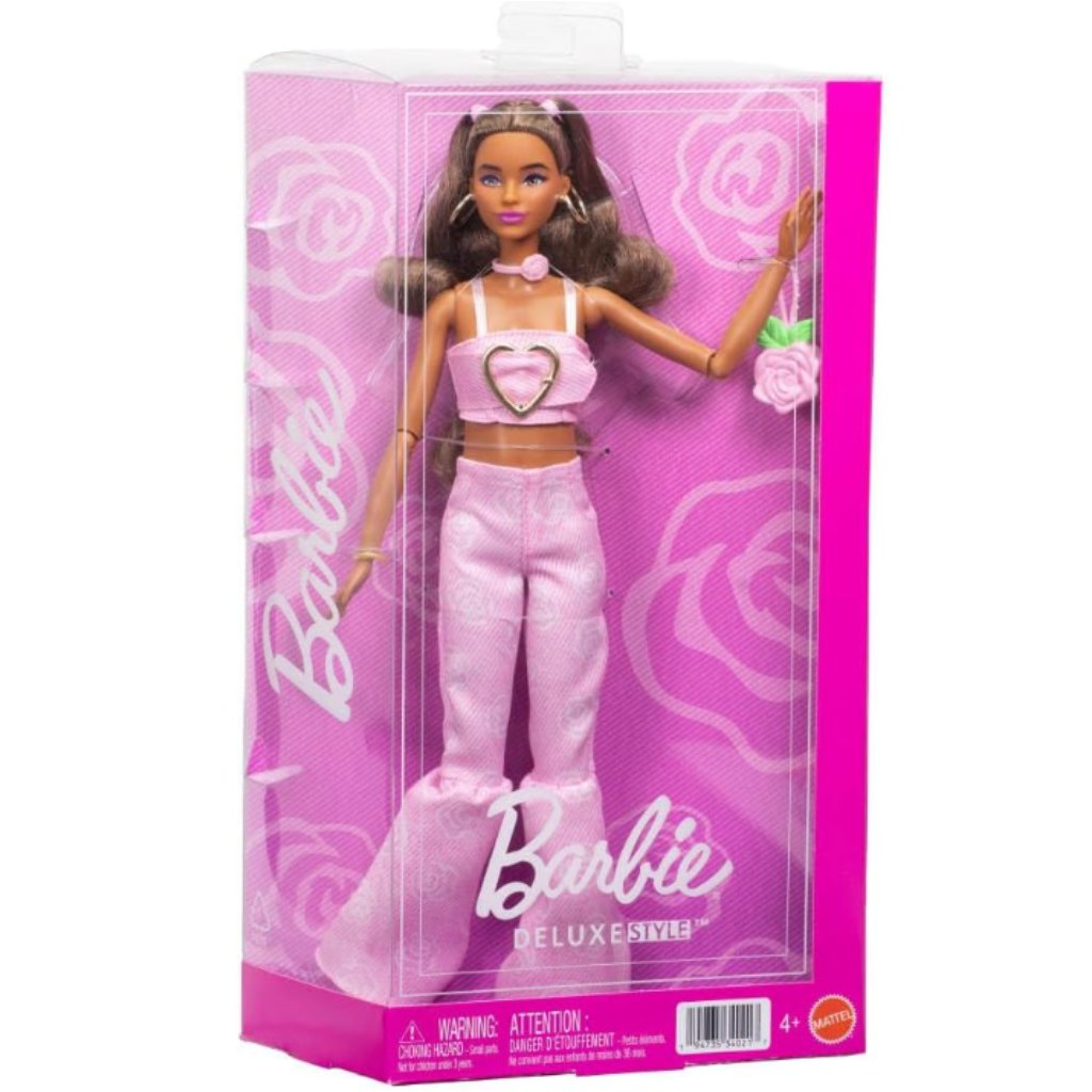 Barbie: Trendi barátnők baba rózsamintás ruhaszettben - Mattel kép 1