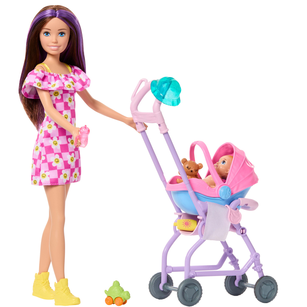Barbie baba virágos ruhában bébiszitter játékszett - Mattel kép 2