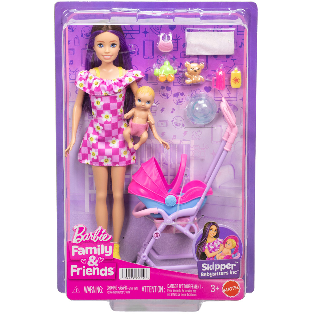 Barbie baba virágos ruhában bébiszitter játékszett - Mattel kép 1