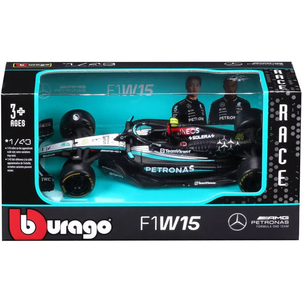 Bburago: Mercedes-AMG F1 W15 Performance F1 versenyautó fém autómodell 1/43 (Lewis Hamilton #44) kép 1