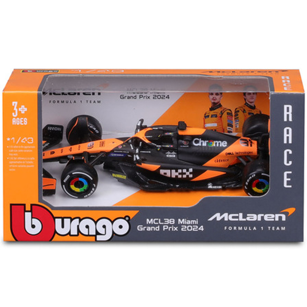Bburago: McLaren MCL38 Miami Grand Prix 2024 F1 versenyautó fém autómodell 1/43 (Oscar Piastri #81) kép 1