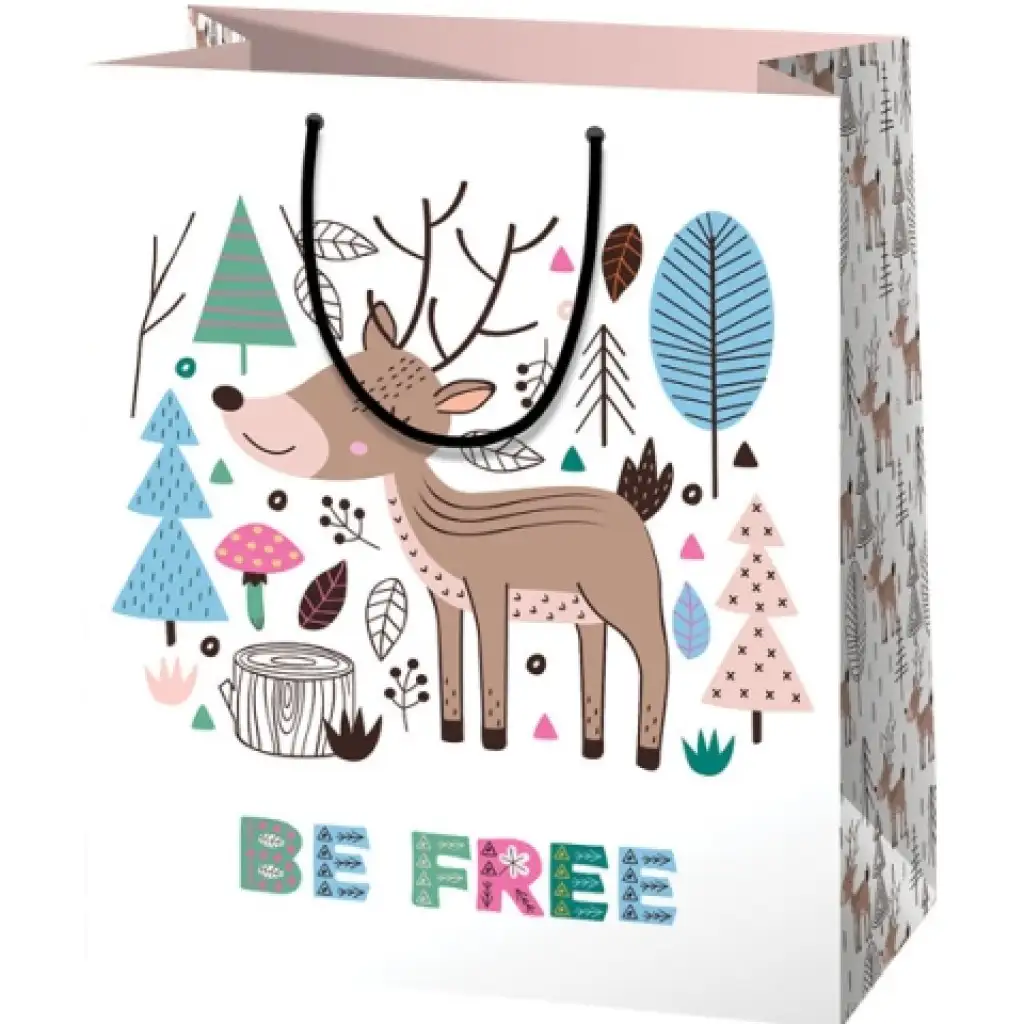 Be Free szarvas mintás normál méretű ajándéktáska 11x6x14cm-es kép 1