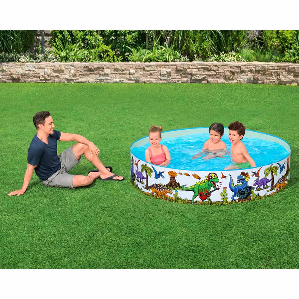 Bestway:  Fill 'n Fun™ dinoszauruszos merevfalú pancsoló medence Ø 183 x 38 cm kép 2