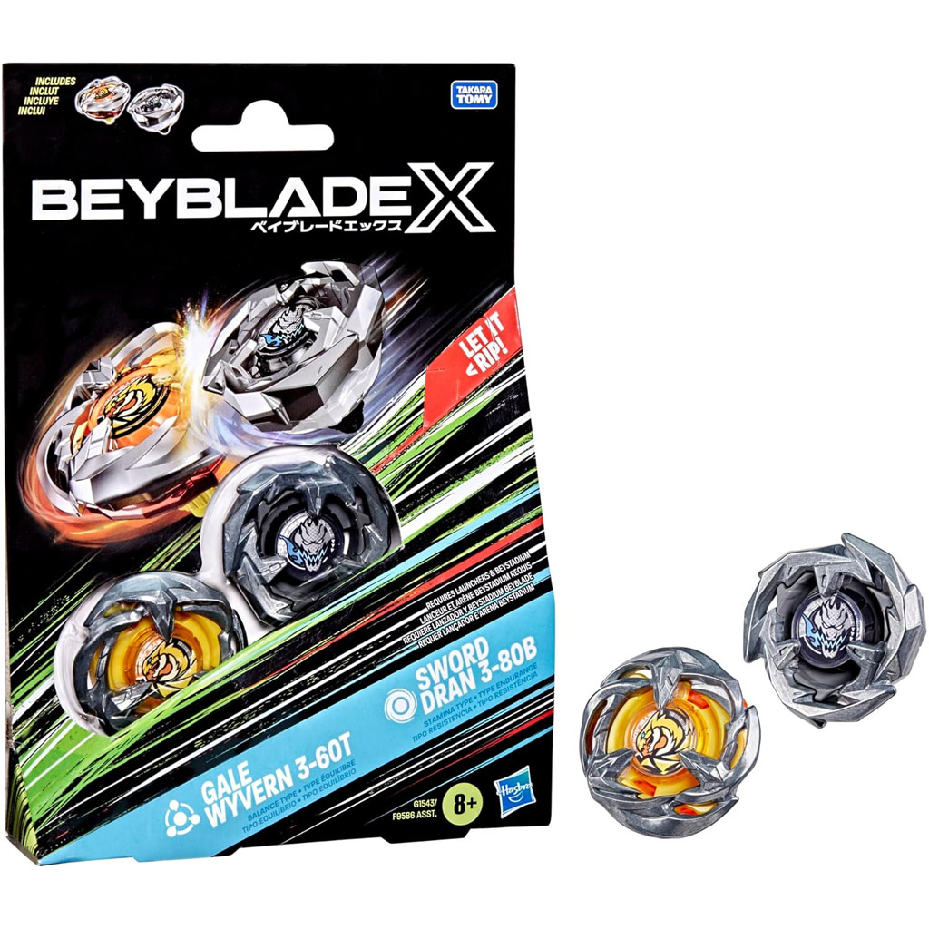 Beyblade X: Dupla csomag - Gale Wyvern 3-60T & Sword Dran 3-80B pörgettyű - Hasbro kép 1