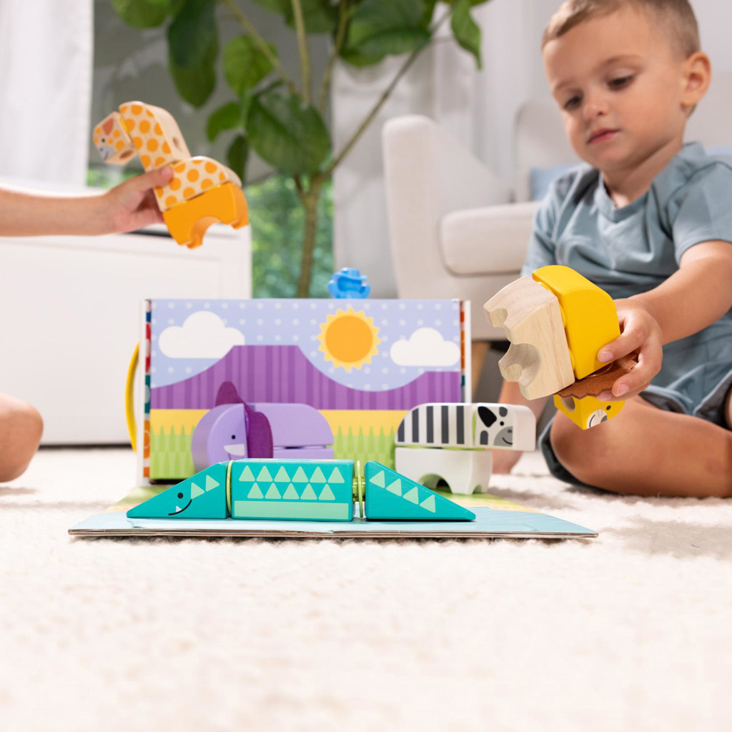 Melissa&Doug: Blockables - Safari állatos fa játékszett - Spin Master kép 3