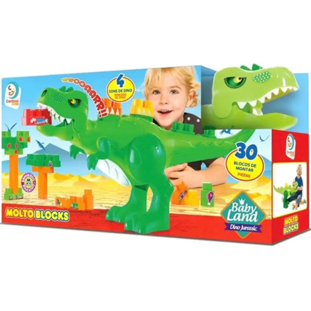 Molto: Blocks kockafaló gigantosaurus dinós építőkocka szett hanggal 30db-os kép 1