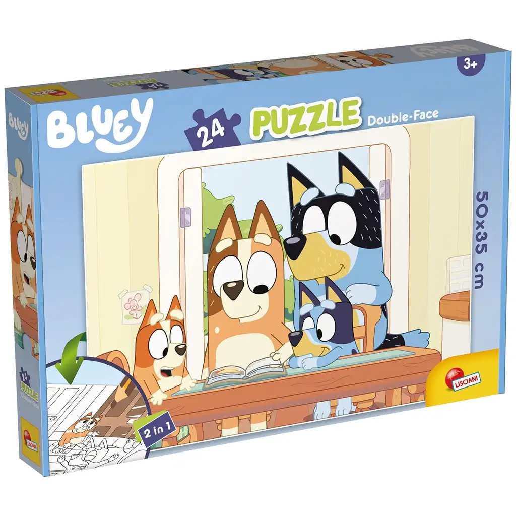 Bluey 2 az 1-ben 24db-os puzzle és színező 50x35cm - Lisciani kép 1
