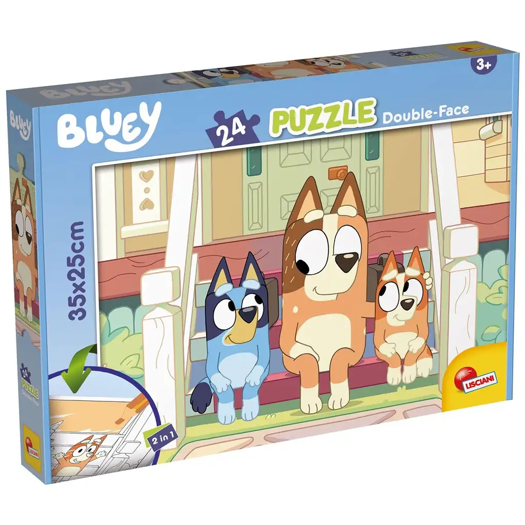 Bluey kutyusok a lépcsőn 2 az 1-ben 24db-os puzzle és színező 35x25cm - Lisciani kép 1