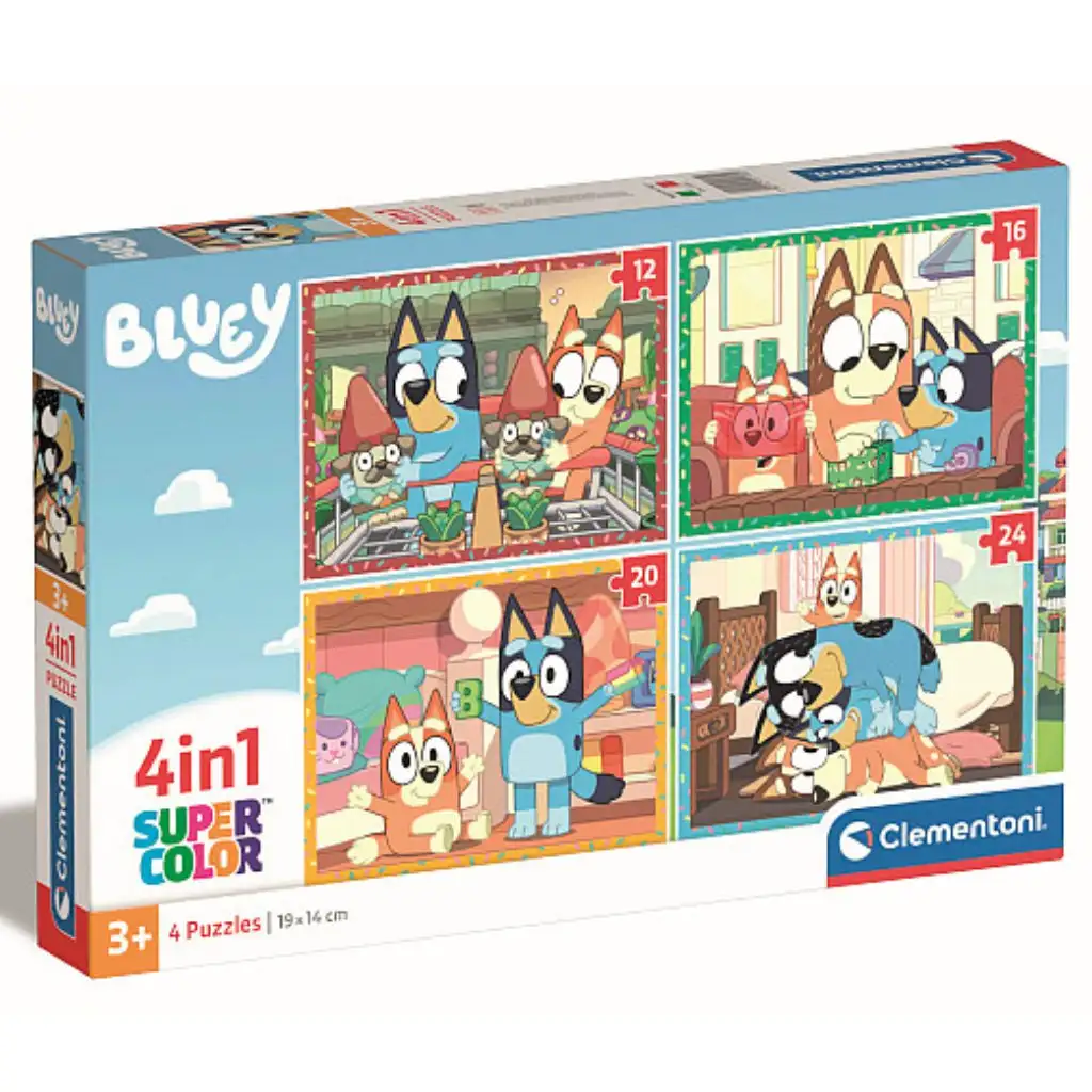 Bluey 4 az 1-ben 12, 16, 20 és 24db-os puzzle - Clementoni kép 1