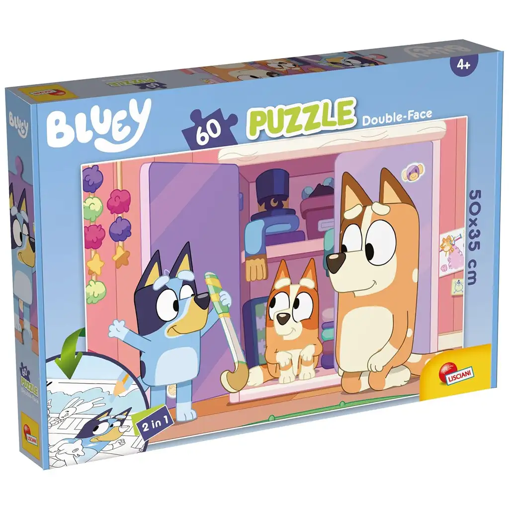 Bluey 2 az 1-ben 60db-os puzzle és színező 50x35cm - Lisciani kép 1