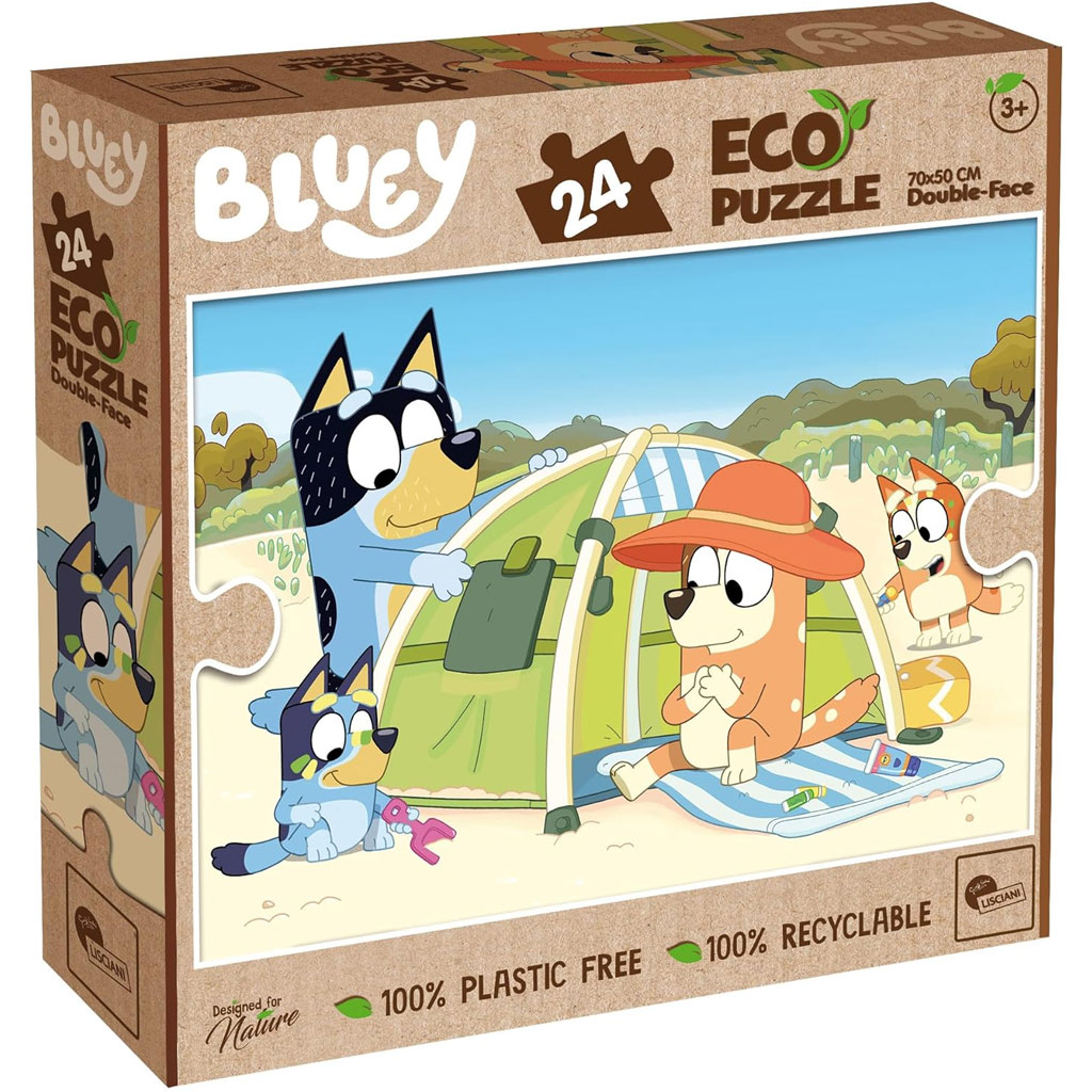 Bluey nyaraláson 2 az 1-ben 24db-os Eco maxi puzzle és színező 70x50cm - Lisciani kép 1