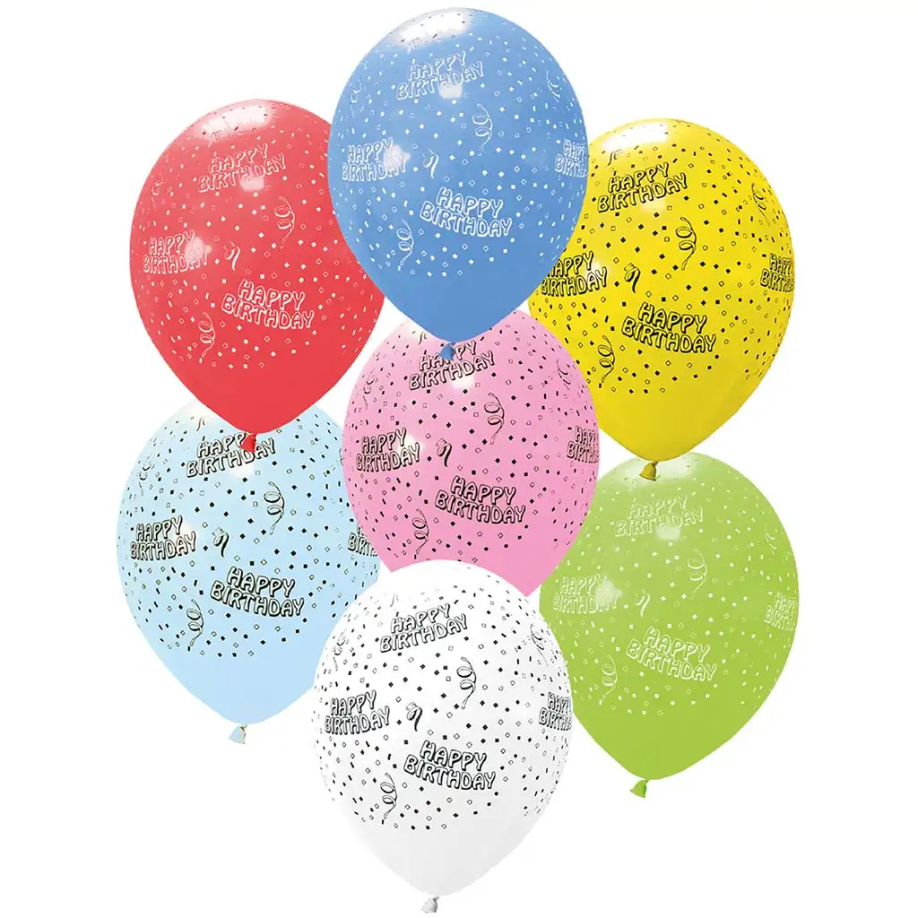 „Happy Birthday” feliratos, pöttyös lufik – 6 db-os szett kép 1