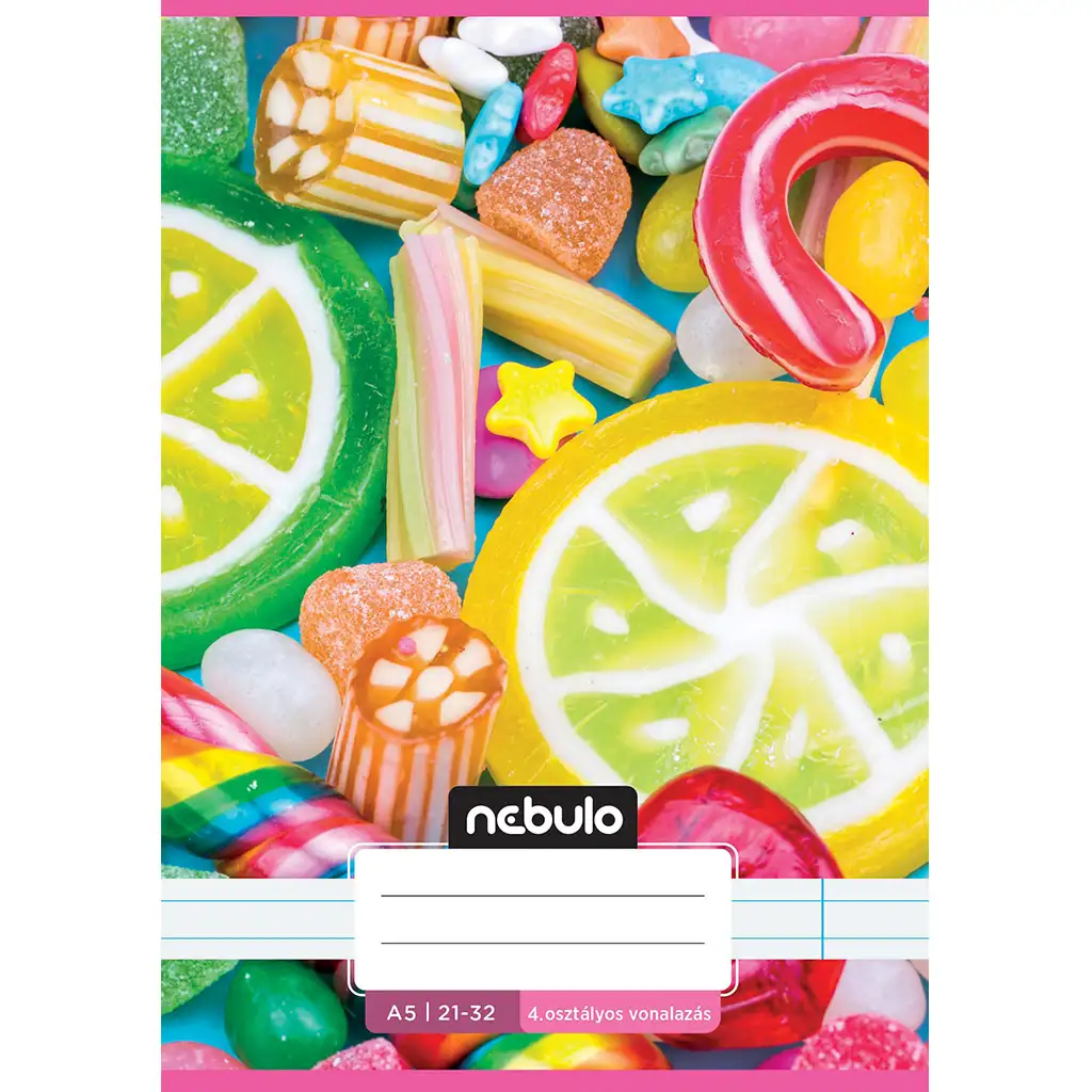 Nebulo: Candy mintás 4.osztályos vonalas füzet A/5 21-32 kép 1